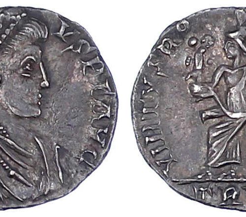 Römische Münzen Kaiserzeit Arcadius, 383-408 Siliqua 383/408 Trèves. Brb. R./VIR&hellip;