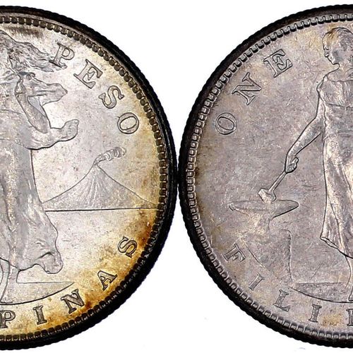 CHINA und Südostasien Philippinen Amerikanisch, 1898-1935 2 pieces: Peso 1907 S &hellip;