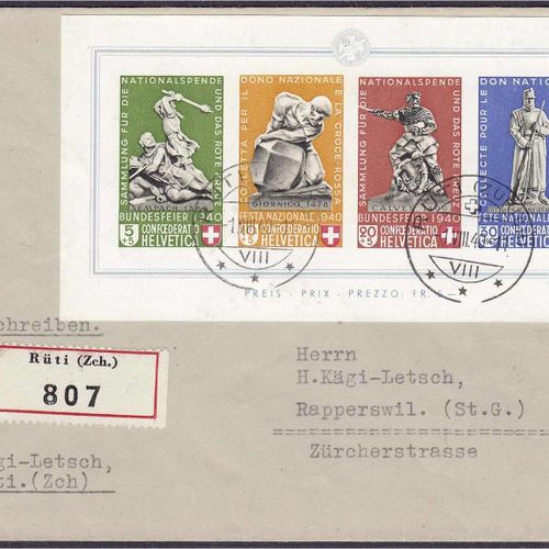 Briefmarken Ausland Schweiz Pro Patria (monuments) 1940, neatly canceled on R co&hellip;