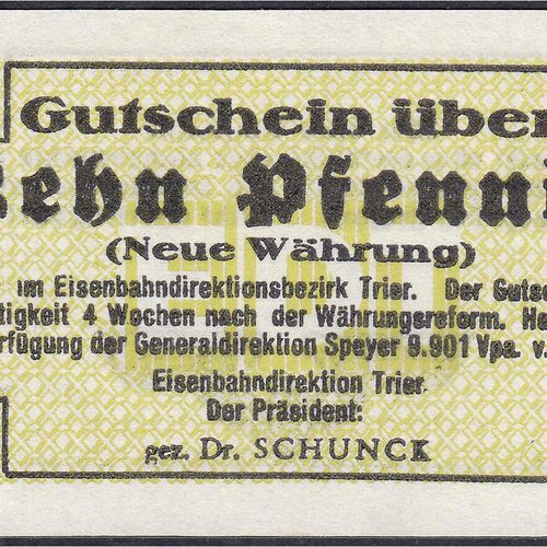 Banknoten Deutsches Notgeld und KGL Trier (Rheinland-Pfalz) Eisenbahndirektion, &hellip;