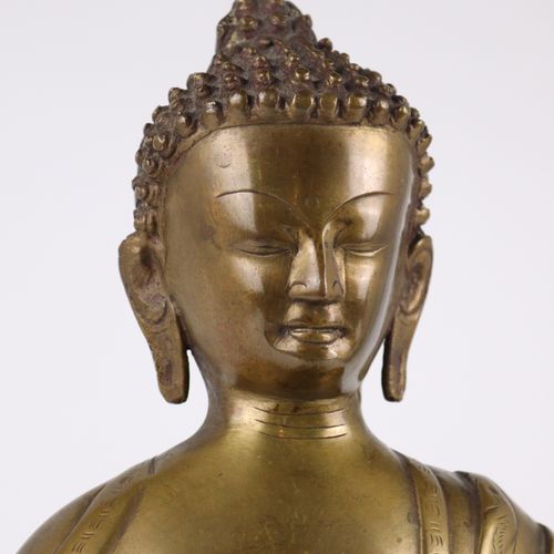 Buddha - Figur Bronze, Bouddha assis sur un socle en lotus avec le geste d'invoc&hellip;