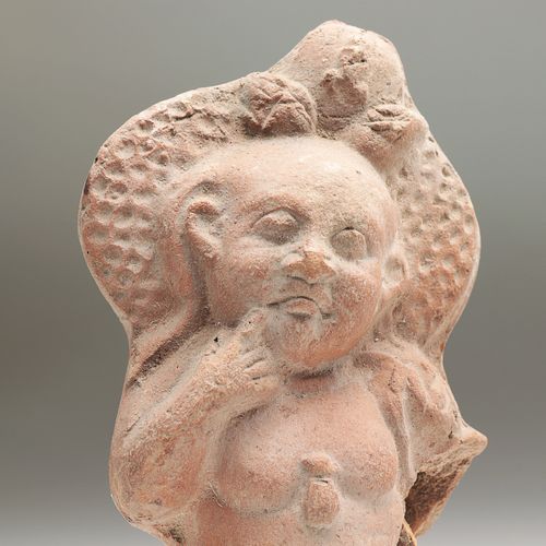 Ägypten - Zwei Figurenfragmente 古董，罗马，可能是公元1-3世纪。陶器，浅棕色涂层，哈波克拉底头像，右耳上有一个年轻的卷发，右脸&hellip;