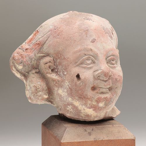 Ägypten - Zwei Figurenfragmente 古董，罗马，可能是公元1-3世纪。陶器，浅棕色涂层，哈波克拉底头像，右耳上有一个年轻的卷发，右脸&hellip;