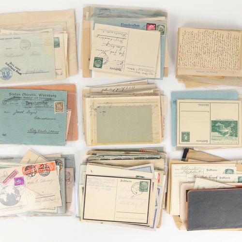 Ganzsachen u.A. 1 caja con cartas, papelería postal, tarjetas postales y sellos &hellip;