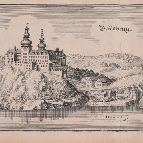 Persenbeug / Ybbs - Gesamtansicht "Ybbs"/"Persenbeug"，一张纸上的两张历史城镇图，由Matthäus Mer&hellip;