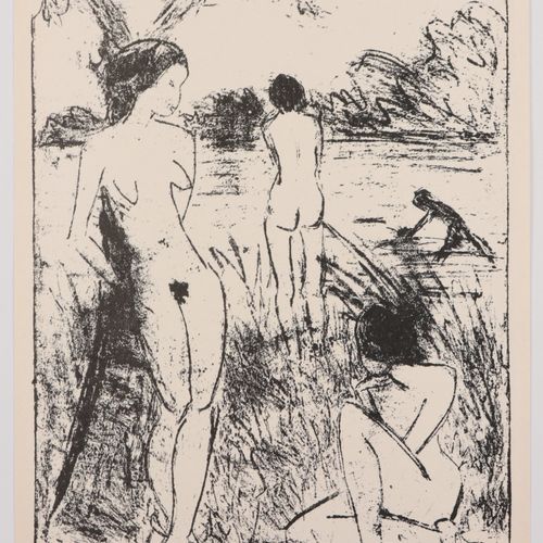 MUELLER, Otto "Ein am Baum stehenstehen, ein sitzendes und zwei badende Mädchen"&hellip;