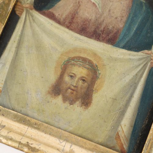 Miniatur c. 1900, copper plate, oil, painted, St. Veronica with the shroud, gild&hellip;