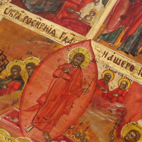 Ikone 19th c. Russia, large-sized feast day icon with twelve representations of &hellip;