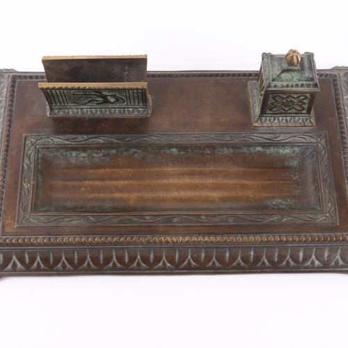 Schreibtischaufsatz Bronze, patiniert, rechteckig, vier Füße, Stiftablage, Brief&hellip;