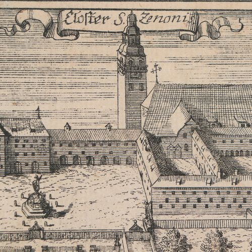 Bad Reichenhall - Klosteransicht "Closter S. Zenoni", vue historique sur le couv&hellip;