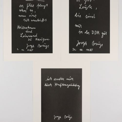 Beuys, Joseph 3 pièces, probablement des sérigraphies, dont : 1x "Kraftvergeudun&hellip;