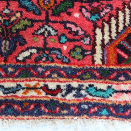 Orientbrücke Iran, noué à la main, coton/laine, champ rouge avec décor floral st&hellip;