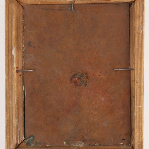 Miniatur 约1900年，铜板，油彩，绘有带裹尸布的圣维罗尼卡，鎏金木框，有划痕，最佳，约12×9厘米