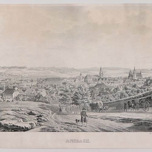 Ansbach - Gesamtansicht "Ansbach", vue historique générale depuis le Kammerforst&hellip;