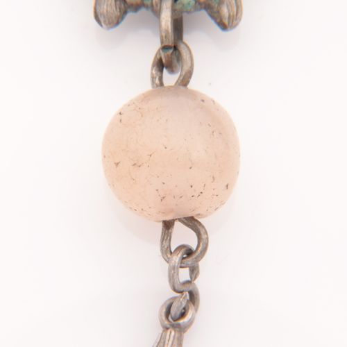 Anhänger/Ohrringe Chine, métal argenté, perle rose en pierre précieuse, crochet &hellip;