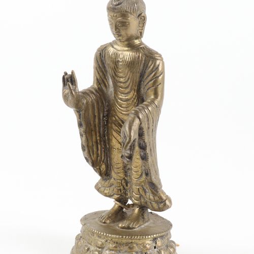 Buddha - Statuette Nepal, Bronzeguss, verlorene Form, Matriya-Buddha, vollplast.&hellip;