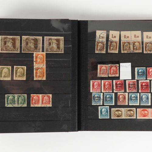 Briefmarkenalbum dal 1850, 1 album, Baviera, 31 francobolli tagliati, offprints,&hellip;