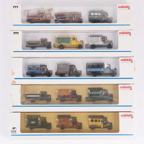 Märklin Konvolut 9 confezioni originali Märklin a 3 vagoni H0 oldtimer (27 pezzi&hellip;