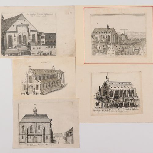 Nürnberg - Kirchenansichten 5 pcs., divers. Églises de Nuremberg, gravures sur c&hellip;