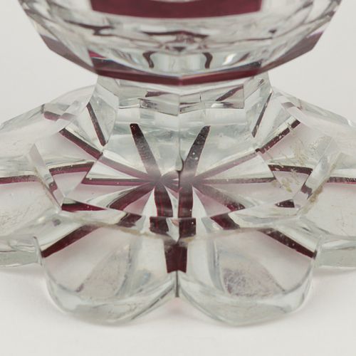 Bäderglas 19e s., verre de cristal incolore, pied à plusieurs passages, petit bo&hellip;