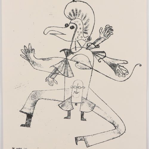 KLEE, PAUL "Narretei", lithographie d'après un dessin à la plume, g. Un. Dans pl&hellip;