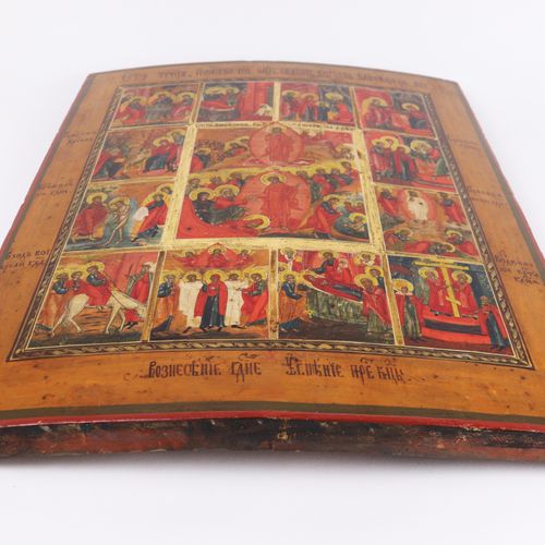 Ikone 19th c. Russia, large-sized feast day icon with twelve representations of &hellip;