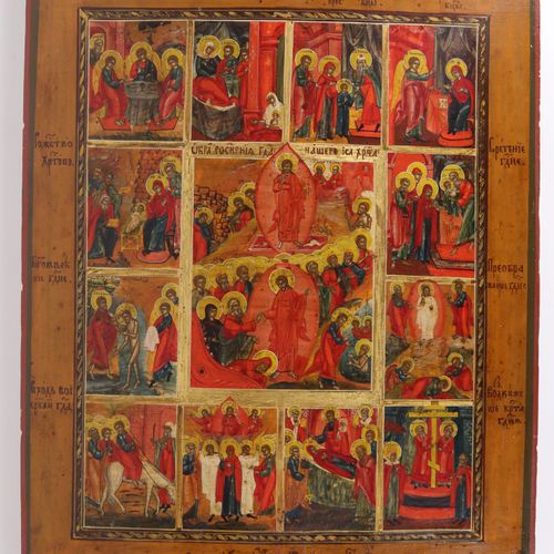 Ikone 19th c. Russia, large-sized feast day icon with twelve representations of &hellip;