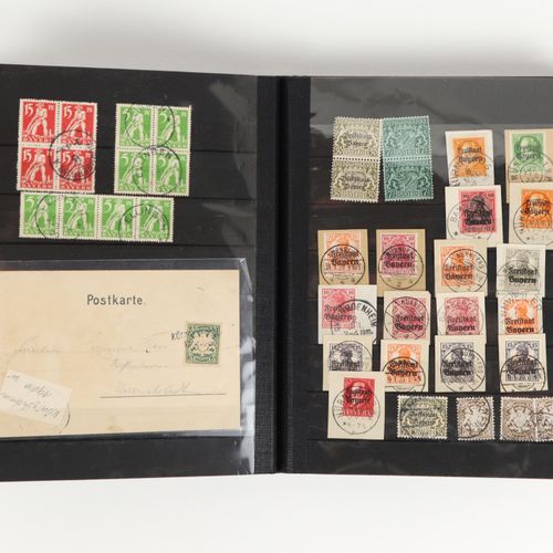 Briefmarkenalbum à partir de 1850, 1 album, Bavière, 31 timbres coupés, des vari&hellip;
