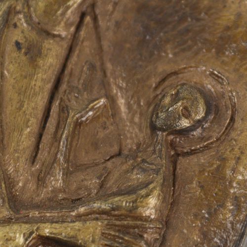 Bronzerelief Bronce, forma rectangular, María estilizada con el niño en relieve,&hellip;