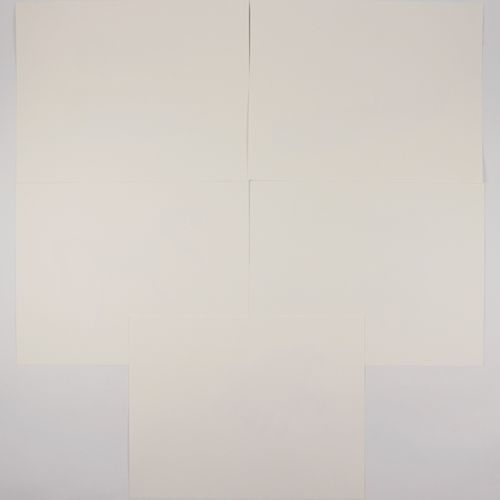 Beuys, Joseph "来自棕色房间的标志"，5件，可能是绢本书法，1984年，每件都没有装裱（纸张大小约为35 x 45厘米）。