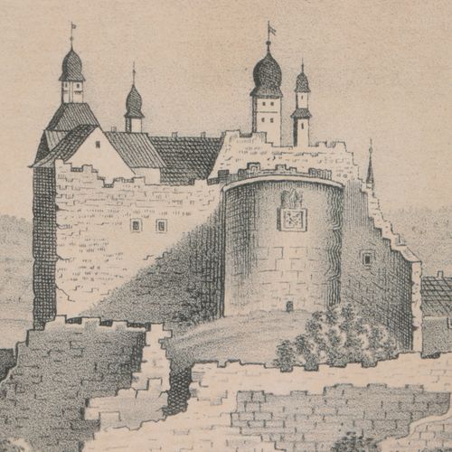 Plassenburg - Ansicht "Plassenburg bei Culmbach", vue historique du château, lit&hellip;