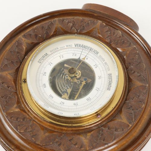 Barometer/Wetterstation 2 Teile, 1 Barometer, A.Reissmann, Kamenz, Holz, geschni&hellip;
