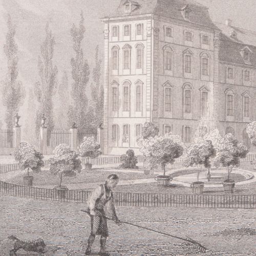 Pommersfelden - Ansicht "Pommersfelden", vue sur le château de Weißenstein, grav&hellip;