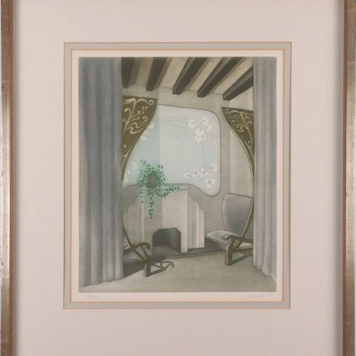Undebeytia, Ramiro 2 pieces, "Untitled", atmospheric Art Nouveau interior / furn&hellip;