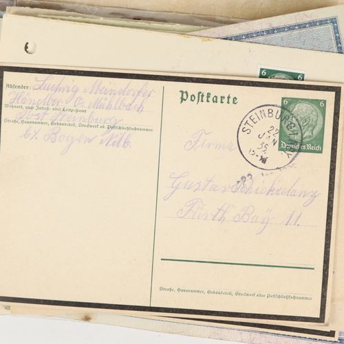 Ganzsachen u.A. 1箱信件、邮政信纸、明信片和散装邮票，德意志帝国和第三帝国