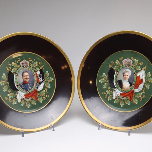 WANDTELLER c. 1910/15, pair of patriotic plates, gem. Bavaria, , Kaiser Wilhelm &hellip;
