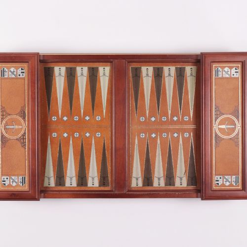 Backgammonspiel 富兰克林造币厂，"The Excalibur - Backgammon Game"，樱桃木的游戏棋盘框架，青铜的游戏棋子，15个&hellip;