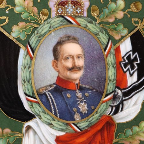 WANDTELLER c. 1910/15, par de platos patrióticos, gema Baviera, , Kaiser Wilhelm&hellip;