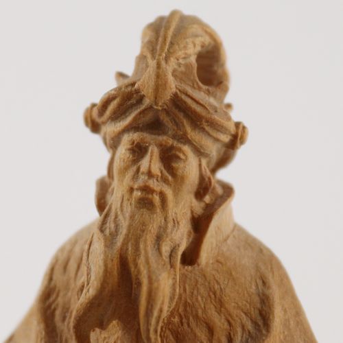 Krippenfigur 木质，天然，全塑雕，"马背上的梅尔基奥国王"，木雕Lepi无标记，来自Rupert Nativity系列，骑手可拆卸损坏：马的一只耳朵&hellip;