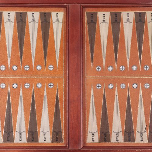Backgammonspiel 富兰克林造币厂，"The Excalibur - Backgammon Game"，樱桃木的游戏棋盘框架，青铜的游戏棋子，15个&hellip;