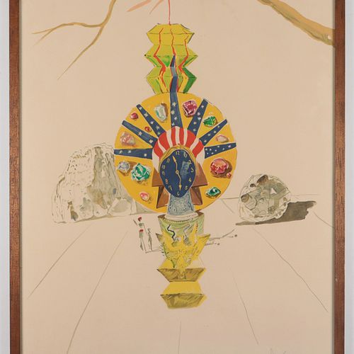 DALI, Salvador "永恒的雕像"，也被称为 "美国时钟"，来自 "时间套装 "系列，1975/76，彩色石版画，干印 "DALART N.V."，左&hellip;