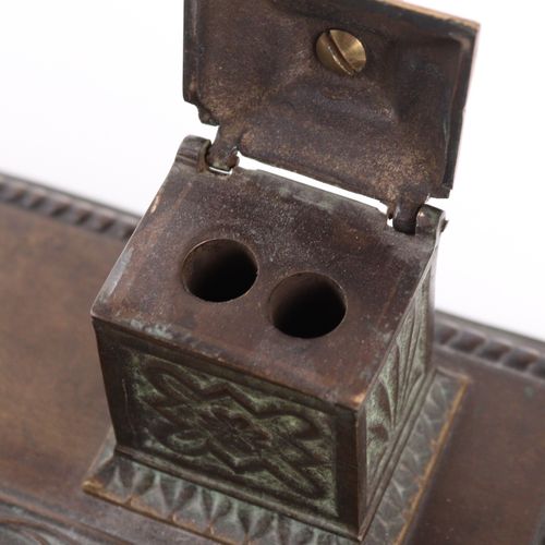 Schreibtischaufsatz bronze, patinated, rectangular, four feet, pen tray, letter &hellip;
