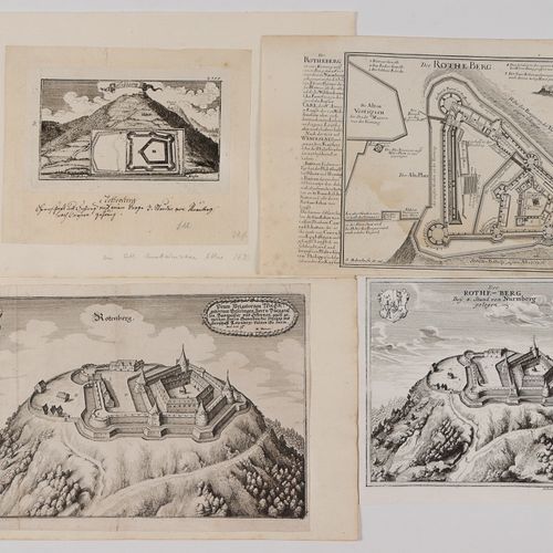 Rothenberg / Schnaittach - Ansichten 4 pcs., divers. Vues de la forteresse Rothe&hellip;