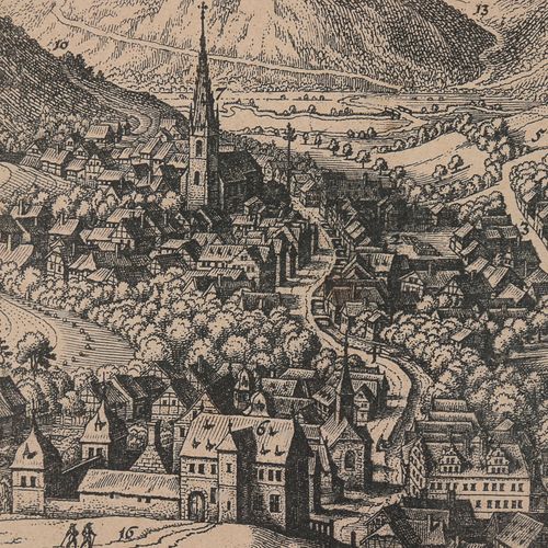 Bad Schwalbach - Gesamtansicht "Langen Schwalbach", vue historique de la localit&hellip;