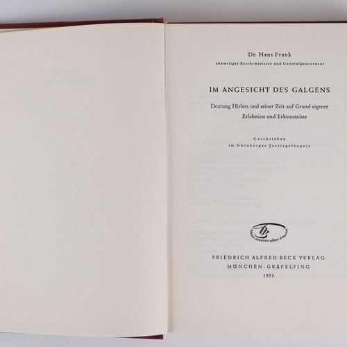 Buch - 3. Reich Frank, Hans: "Im Angesicht des Galgens", geschrieben im Nürnberg&hellip;