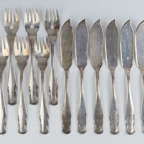 Fischbesteck silver plated 100, f. 6th pers., fish forks, -knives, angular handl&hellip;
