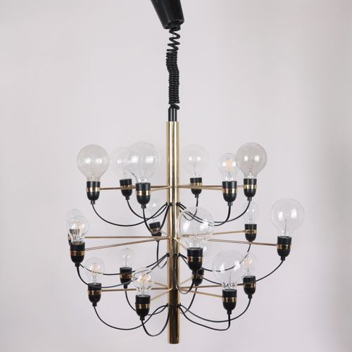 Deckenlampe Italy, in plastic gem. 'Rolly' 1976, num. 1265, brass/glass, tubular&hellip;