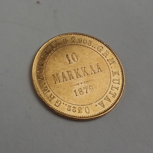Null 
Finnland/ Russland: 10 Markkaa 1879 - GOLD. 
3,2 g. 

Münzzeichen S. 

Zus&hellip;