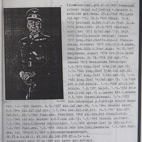 Null 
von Wachter, Friedrich Karl Heinrich.
(1891-1975). Generalleutnant, Komman&hellip;