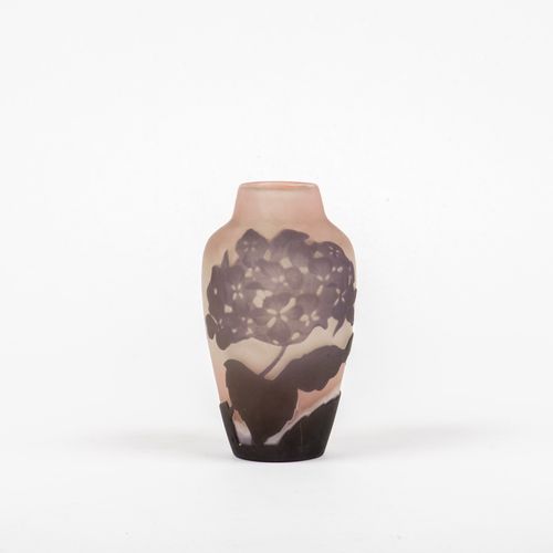 Null 
Emile Gallé, Nancy, vase
 Colorless glass with partial rosé and opaque whi&hellip;